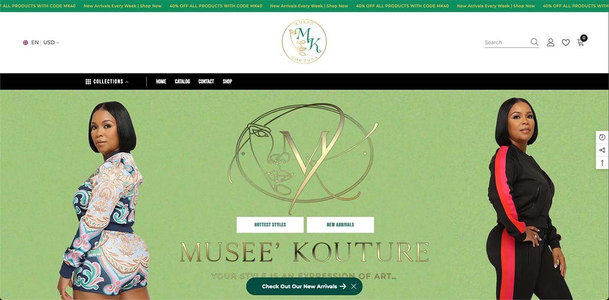 A screenshot of https://museekouture.com/